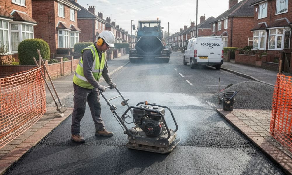 Tarmac driveway being installed by a professional driveway company in the UK
