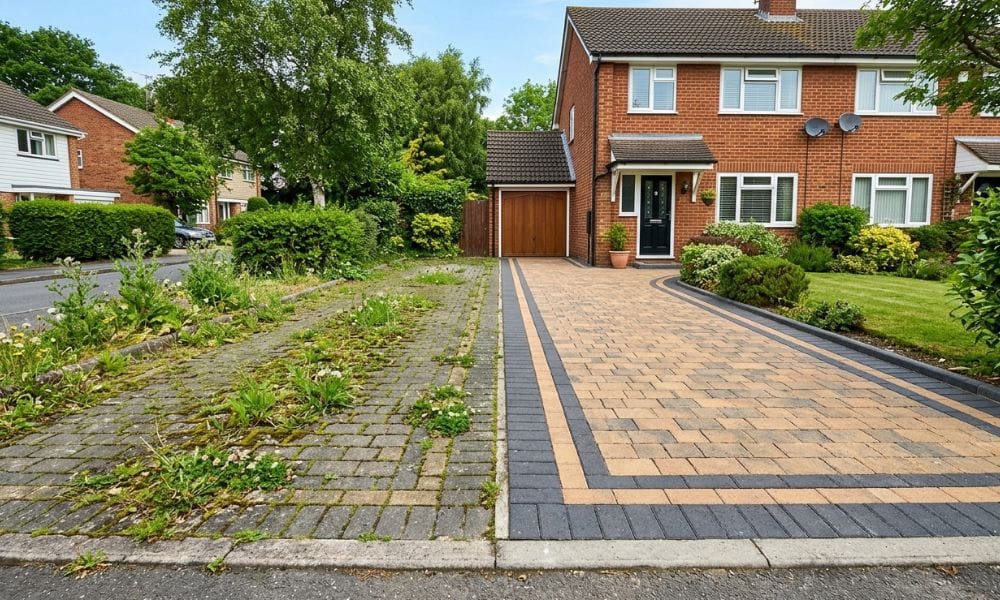 block paving before and after cleaning