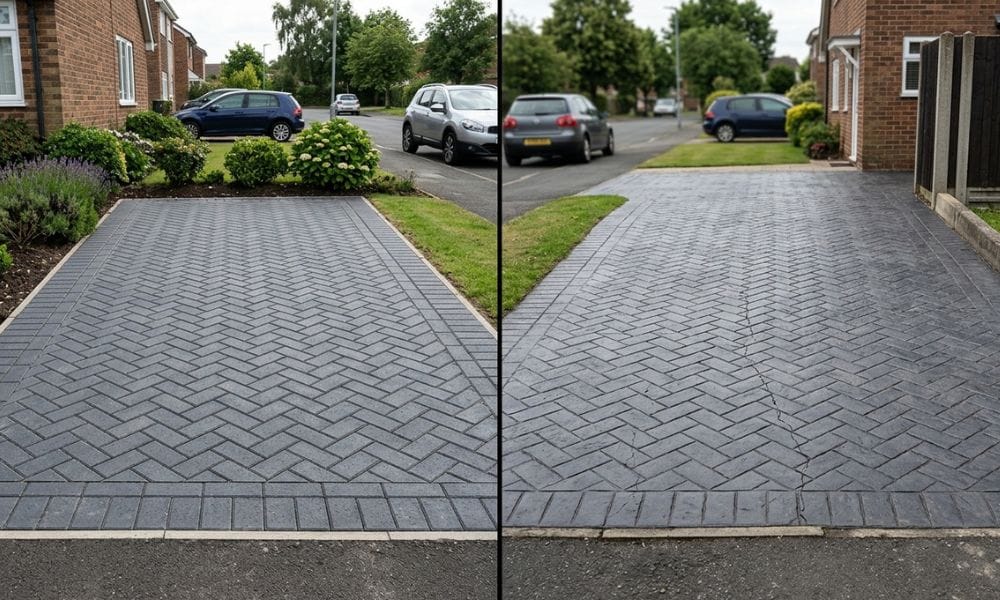 driveway with cracks in it