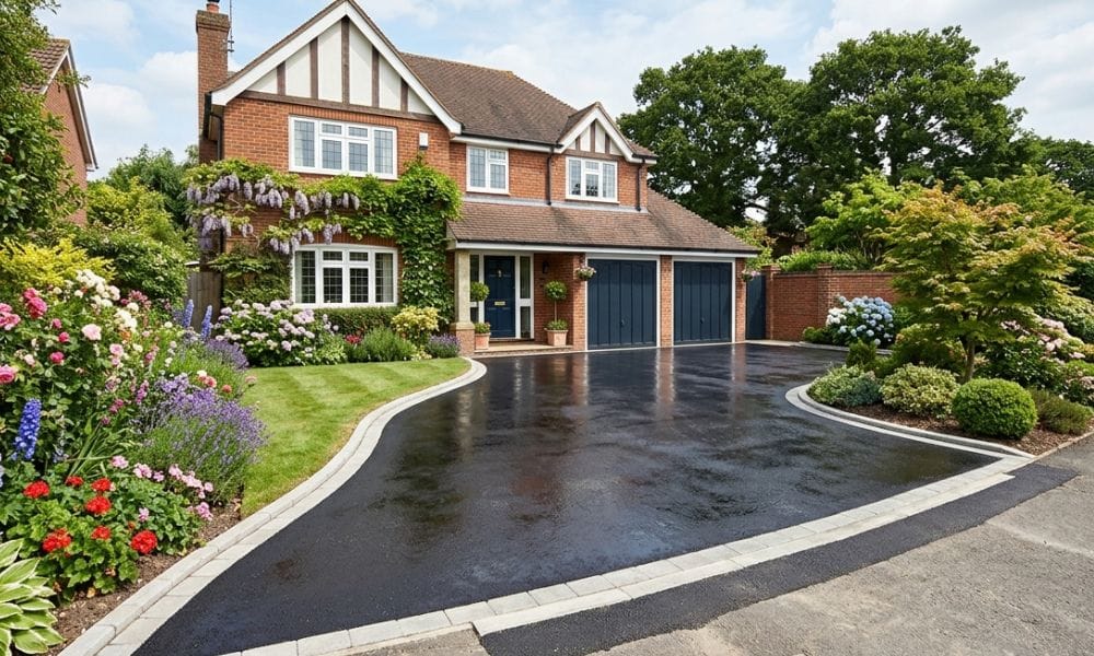 A well-maintained tarmac driveway looking pristine after sealing smart, clean, and professional.