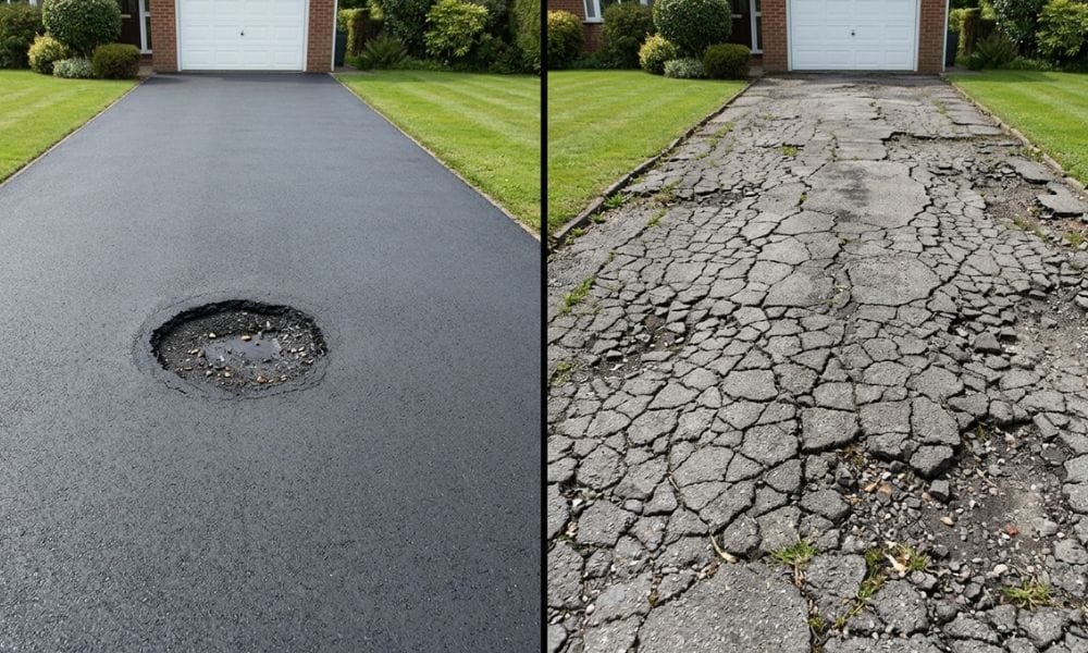 driveway with hole in